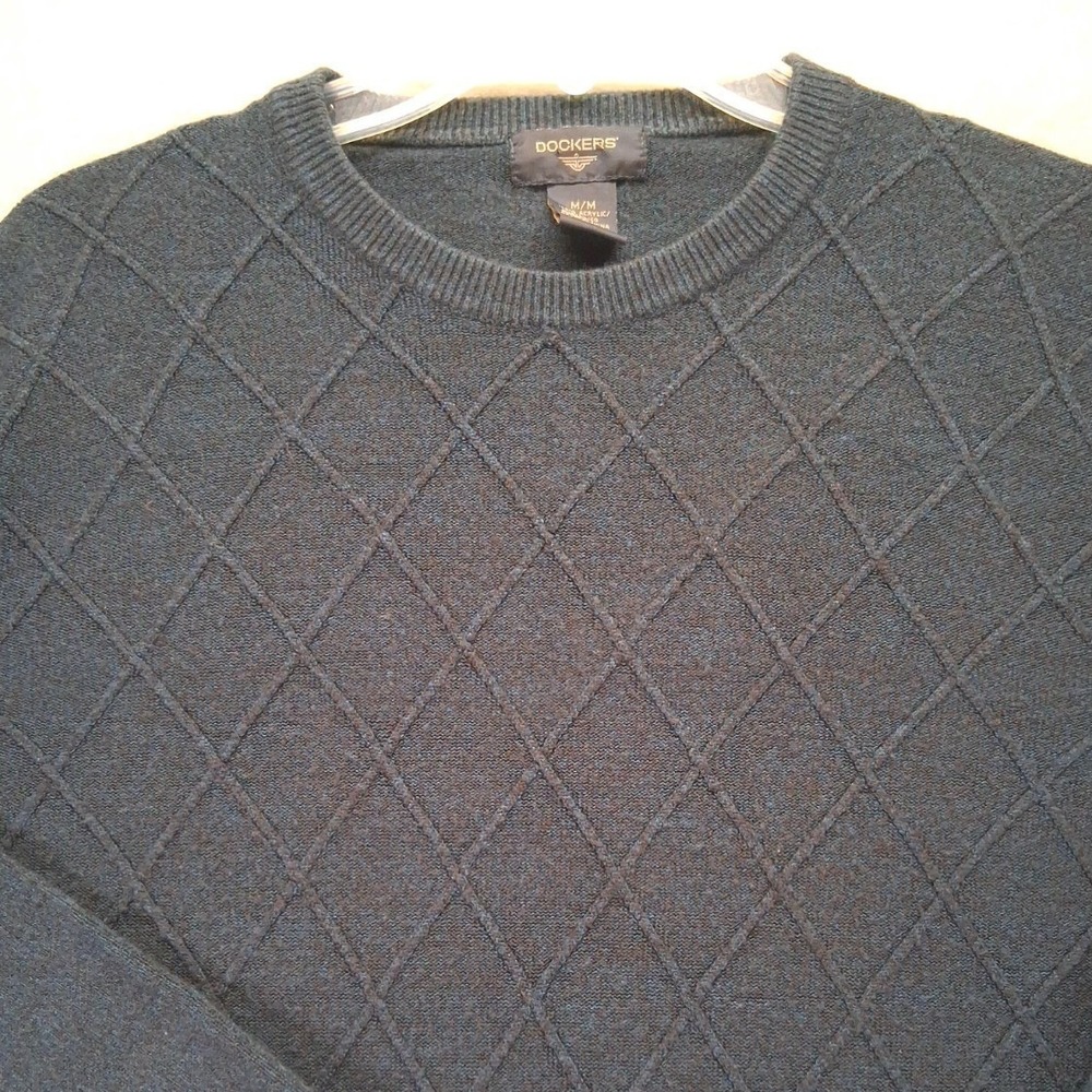 Dockers Men's Dark Gray,Ribbed Sweater, Very‎ Soft, Size M